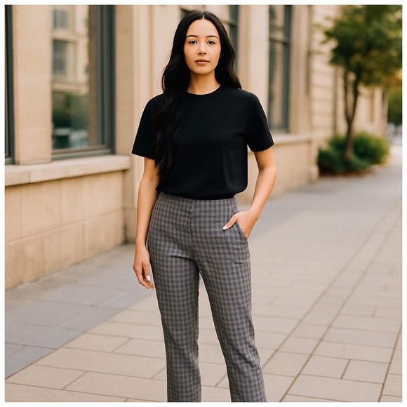 Theory Women’s Classic Skinny Pant in McClaire Plaid. Size 8. Like-New - Picture 1 of 8